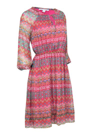 Current Boutique-Diane von Furstenberg - Pink Printed Silk Peasant Dress Sz 0