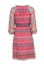 Current Boutique-Diane von Furstenberg - Pink Printed Silk Peasant Dress Sz 0