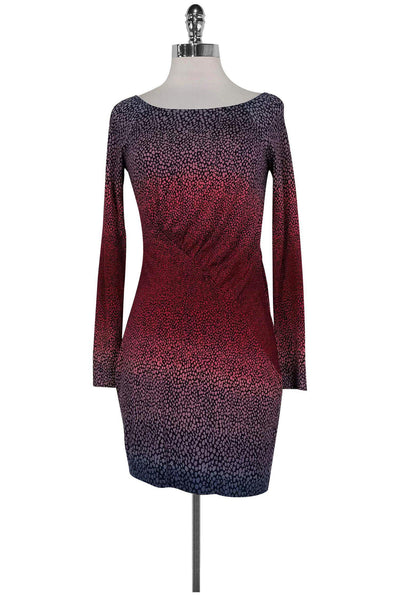 Current Boutique-Diane von Furstenberg - Pink, Purple & Navy Spotted Dress Sz 4