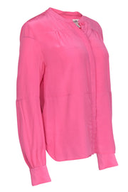 Current Boutique-Diane von Furstenberg - Pink Silk Long Sleeve Button Front Blouse Sz 8