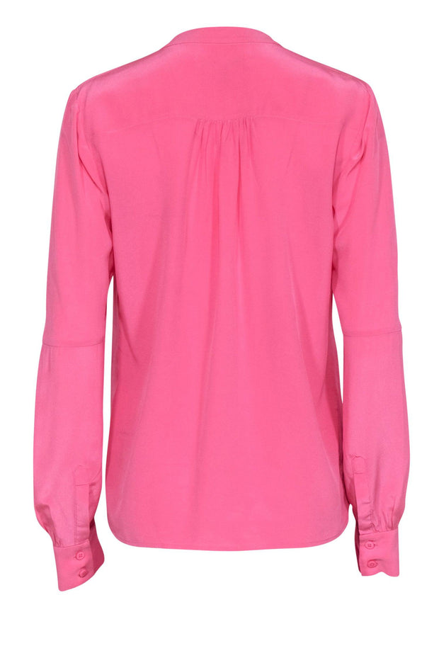 Current Boutique-Diane von Furstenberg - Pink Silk Long Sleeve Button Front Blouse Sz 8