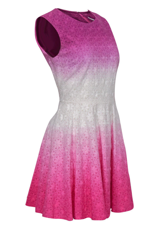 Current Boutique-Diane von Furstenberg - Pink & White Ombre Lace Fit & Flare Dress Sz 10