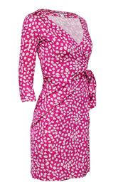 Current Boutique-Diane von Furstenberg - Pink & White Speckled Silk Wrap Dress Sz 0