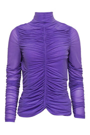 Current Boutique-Diane von Furstenberg - Purple Ruched Mock Neck Blouse Sz M