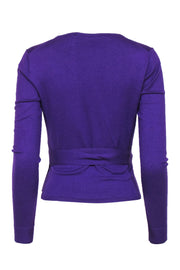 Current Boutique-Diane von Furstenberg - Purple Silk & Cashmere Blend Wrap Cardigan Sz S