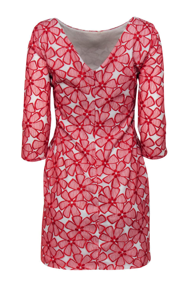 Current Boutique-Diane von Furstenberg - Red & Beige Floral Lace Sheath Dress Sz 4