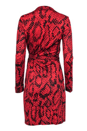 Current Boutique-Diane von Furstenberg - Red & Black Printed Silk Faux Wrap Dress Sz 8