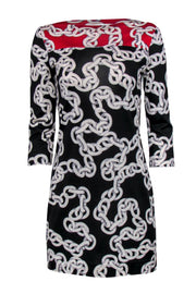 Current Boutique-Diane von Furstenberg - Red, Black & White Chain Dress Sz 4