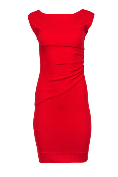 Current Boutique-Diane von Furstenberg - Red Gathered-Side Sheath Dress Sz 0