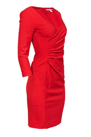 Current Boutique-Diane von Furstenberg - Red Sheath Dress w/ Ruched Side Sz 0