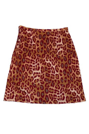 Current Boutique-Diane von Furstenberg - Red & Tan Animal Print Skirt Sz 10