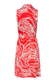 Current Boutique-Diane von Furstenberg - Red & White Abstract Print Sleeveless Silk Wrap Dress Sz 6