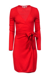 Current Boutique-Diane von Furstenberg - Red Wool & Cashmere Tie-Waist Cardigan Sz S