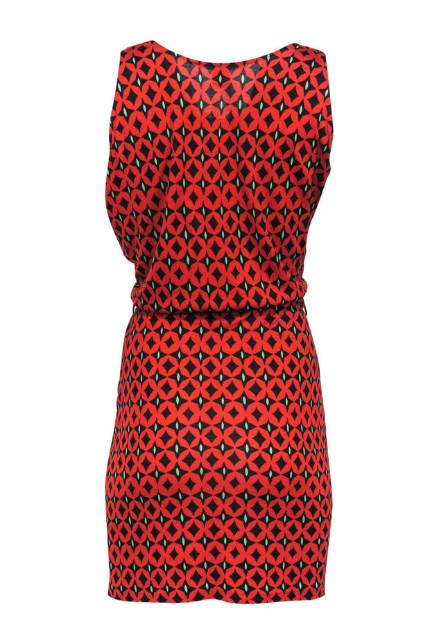 Current Boutique-Diane von Furstenberg - Rust Red Printed Silk Cowl Neck Wrap Dress Sz 0