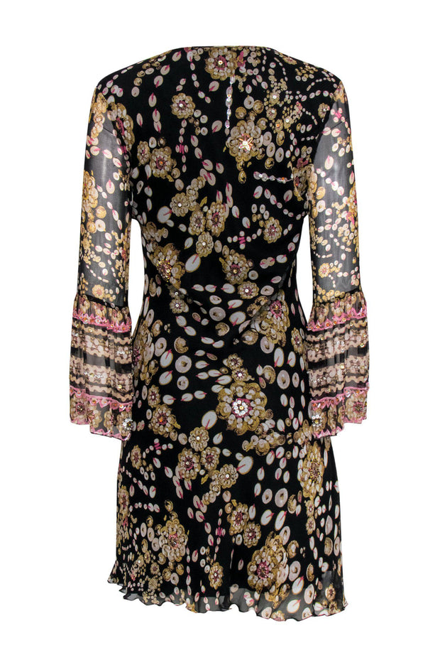 Current Boutique-Diane von Furstenberg - Sequin Print Silk Dress w/ Beading Sz 10
