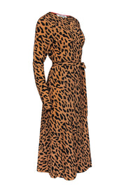 Current Boutique-Diane von Furstenberg - Tan & Black Leopard Print Silk Wrap Maxi Dress Sz 8