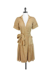 Current Boutique-Diane von Furstenberg - Tan Eyelet Cotton Dress Sz 2
