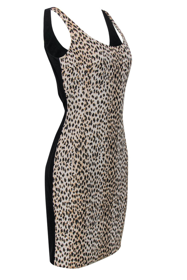 Current Boutique-Diane von Furstenberg - Tan Leopard Print & Black Bodycon Dress Sz 8