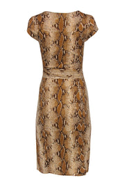 Current Boutique-Diane von Furstenberg - Tan Snakeskin Print Short Sleeve Silk Wrap Dress Sz 8