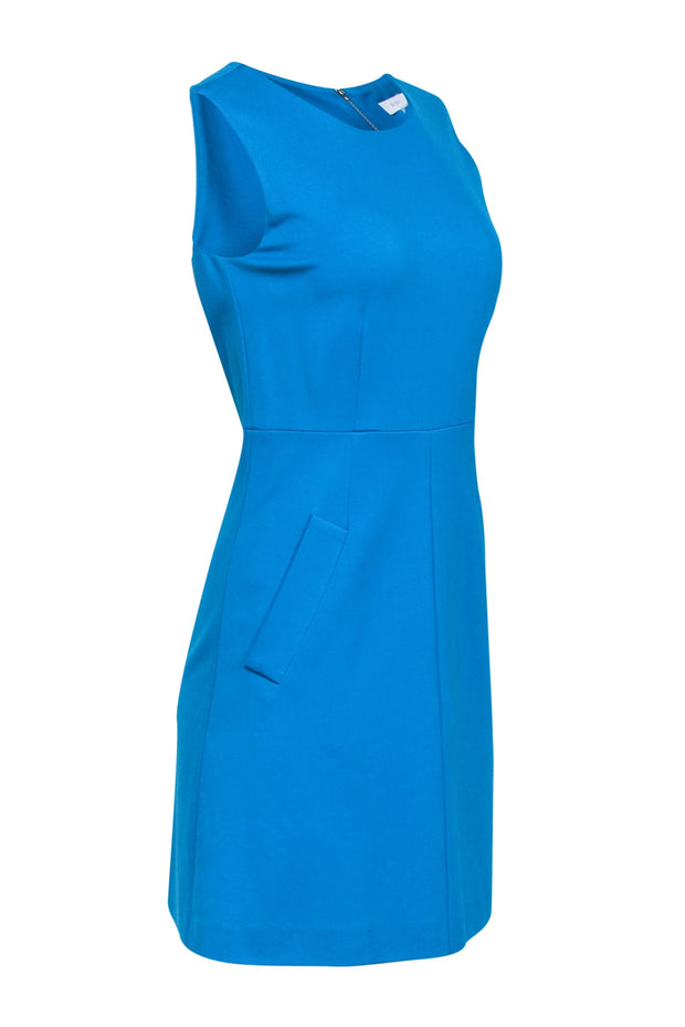 Current Boutique-Diane von Furstenberg - Teal Blue Knit Sleeveless Midi Dress w/ Pockets Sz 4
