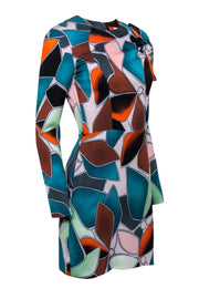 Current Boutique-Diane von Furstenberg - Teal, Orange & White Printed Bow Dress Sz 2
