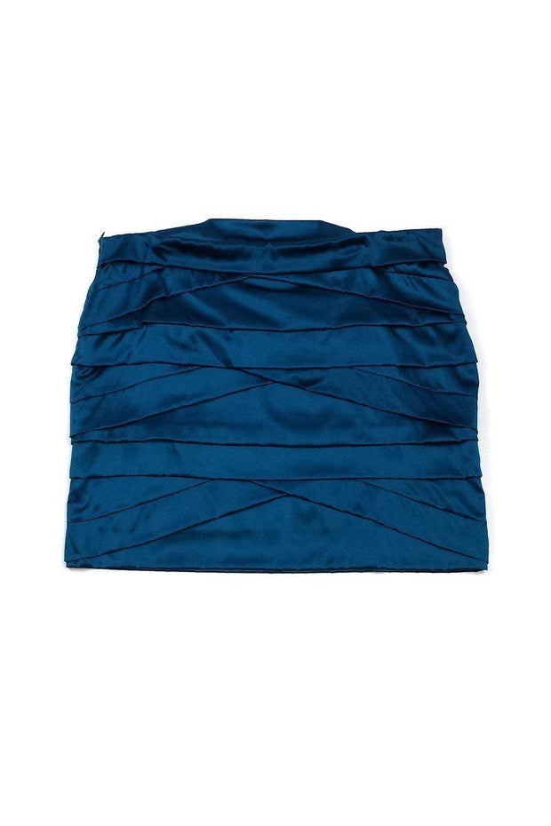 Current Boutique-Diane von Furstenberg - Teal Tiered Silk Skirt Sz 14