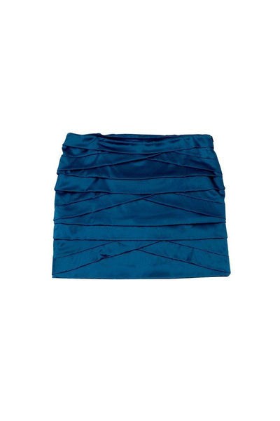 Current Boutique-Diane von Furstenberg - Teal Tiered Silk Skirt Sz 14
