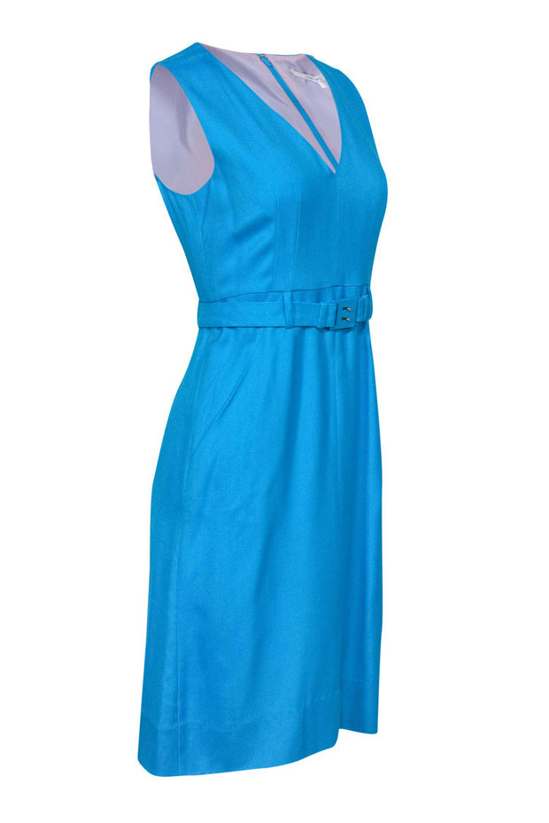 Current Boutique-Diane von Furstenberg - Turquoise Sleeveless Sheath Dress w/ Belt Sz 6