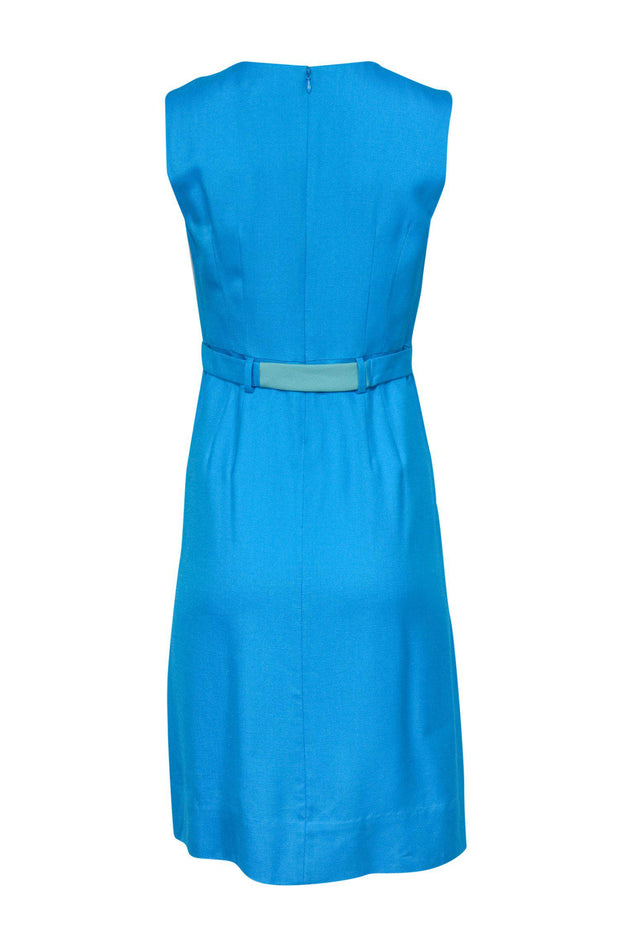Current Boutique-Diane von Furstenberg - Turquoise Sleeveless Sheath Dress w/ Belt Sz 6