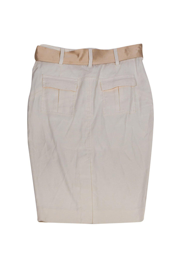 Current Boutique-Diane von Furstenberg - White Belted Pencil Skirt Sz S