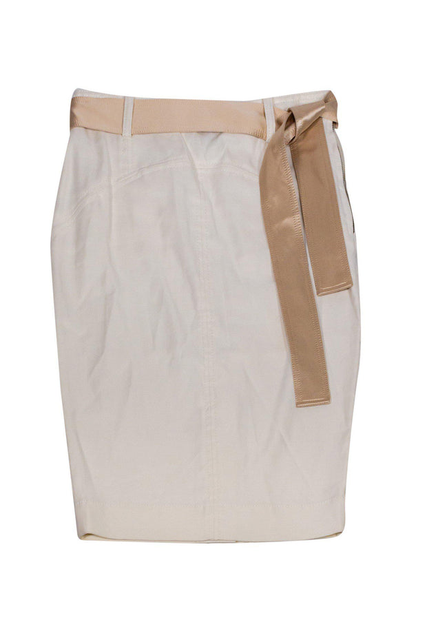 Current Boutique-Diane von Furstenberg - White Belted Pencil Skirt Sz S