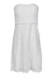 Current Boutique-Diane von Furstenberg - White Floral Lace Strapless "Amira" Sheath Dress Sz 8