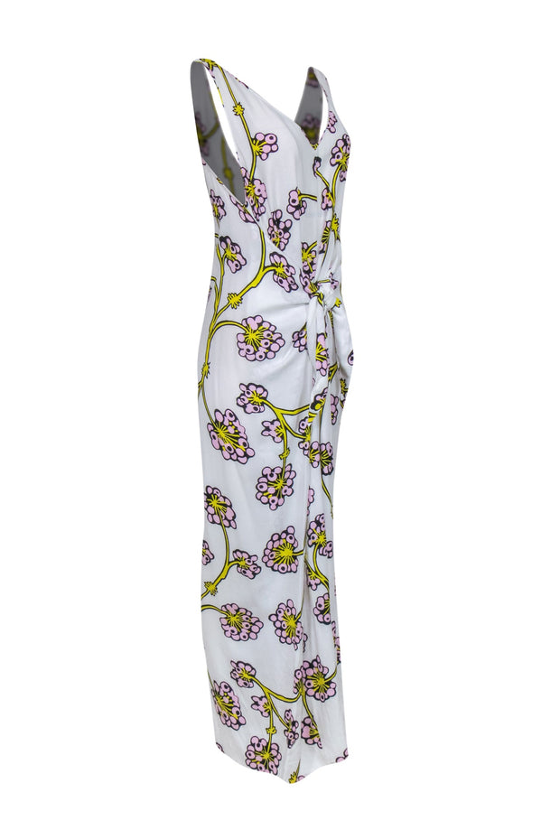 Current Boutique-Diane von Furstenberg - White, Pink & Yellow Dragonberry Print Jumpsuit Sz M