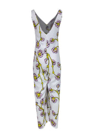 Current Boutique-Diane von Furstenberg - White, Pink & Yellow Dragonberry Print Jumpsuit Sz M