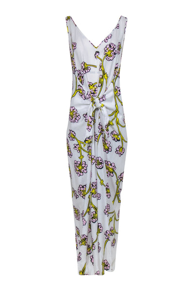 Current Boutique-Diane von Furstenberg - White, Pink & Yellow Dragonberry Print Jumpsuit Sz M