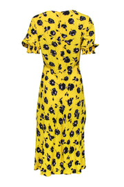 Current Boutique-Diane von Furstenberg - Yellow, Black & Lavender Floral Print Midi Dress Sz 8
