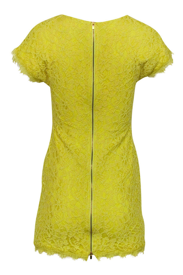 Current Boutique-Diane von Furstenberg - Yellow Fitted Lace Dress Sz 2