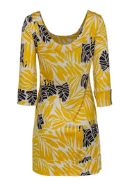 Current Boutique-Diane von Furstenberg - Yellow Scoop Neck Floral Silk Dress Sz 8