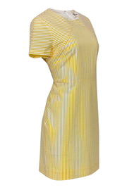 Current Boutique-Diane von Furstenberg - Yellow & White Striped Seersucker Short Sleeve Sheath Dress Sz 10