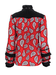 Current Boutique-Dodo Bar Or - Red Paisley Ruffle Blouse w/ Studs Sz 4
