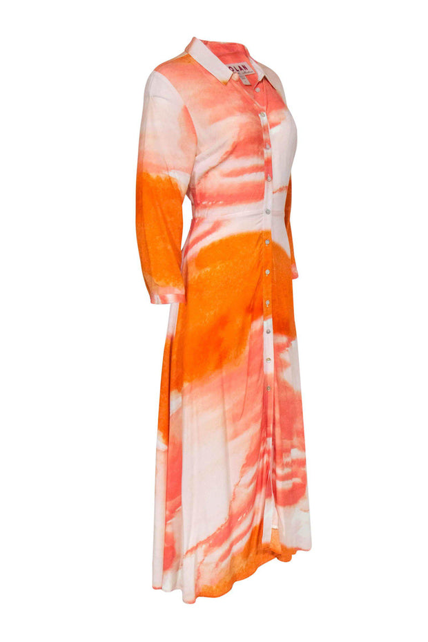 Current Boutique-Dolan - Orange & Cream Printed Button-Up Maxi Dress Sz 8