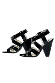 Current Boutique-Dolce & Gabbana - Black Patent Leather Strappy Chunky Pumps Sz 9.5