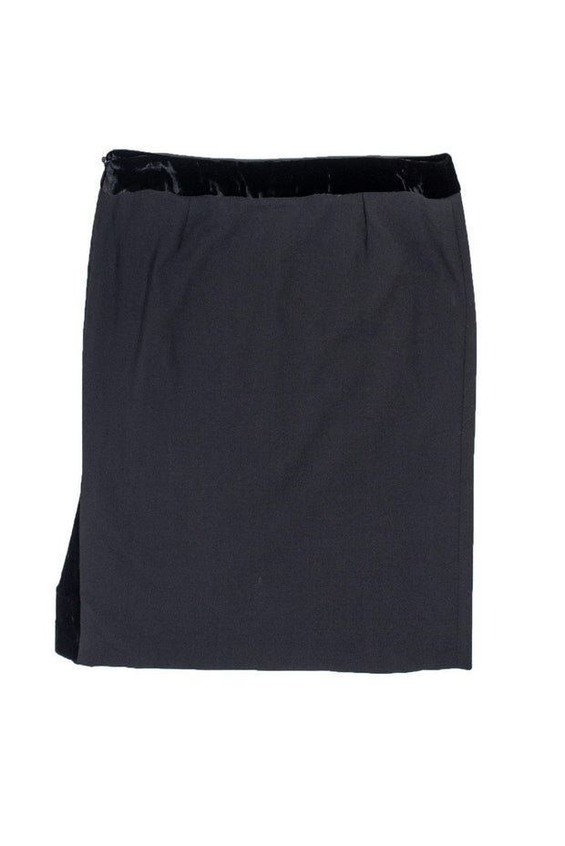 Current Boutique-Dolce & Gabbana - Black Pencil Skirt w/ Velvet Trim Sz 6