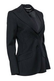 Current Boutique-Dolce & Gabbana - Black Pinstriped Wool Fitted Blazer Sz 4