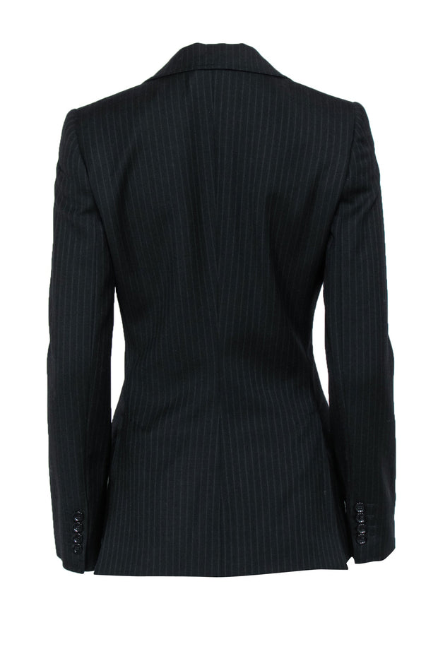 Current Boutique-Dolce & Gabbana - Black Pinstriped Wool Fitted Blazer Sz 4