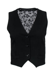 Current Boutique-Dolce & Gabbana - Black Three-Button Waistcoat w/ Lace Back Sz 6