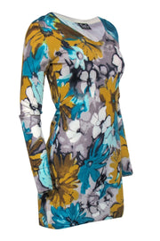 Current Boutique-Dolce & Gabbana - Blue & Yellow Floral Knit Bodycon Dress Sz S