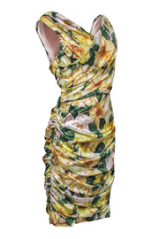 Current Boutique-Dolce & Gabbana - Blush & Yellow Floral Silk Bodycon Midi Cocktail Dress Sz S
