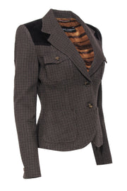 Current Boutique-Dolce & Gabbana - Brown Herringbone Wool Blend Blazer w/ Accent Buttons Sz 6