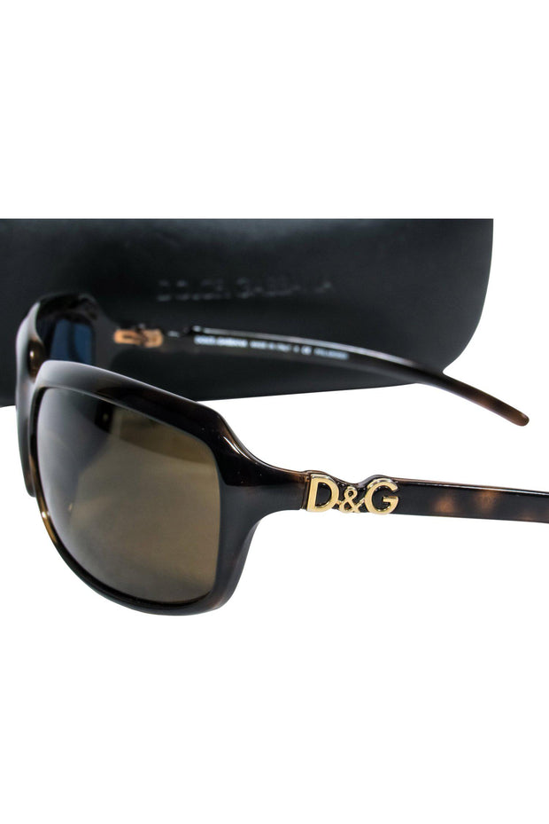 Current Boutique-Dolce & Gabbana - Brown Marbled Polarized Square Sunglasses